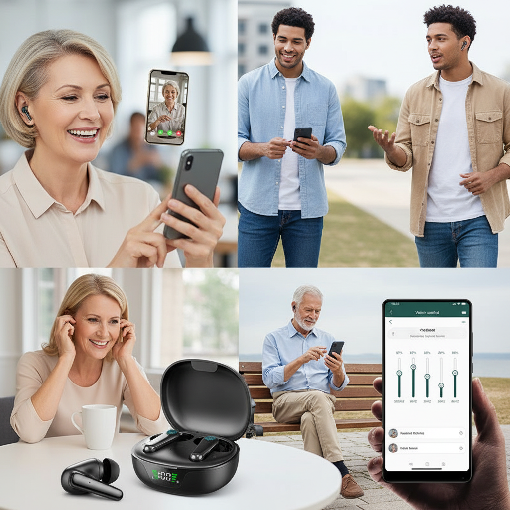 Rechargeable Hearing Aids | Digital Audio Amplifier with Bluetooth | App Control for Clear, Personalized Hearing