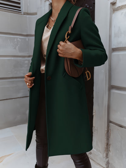 Long Women's Double-Breasted Wool Coat