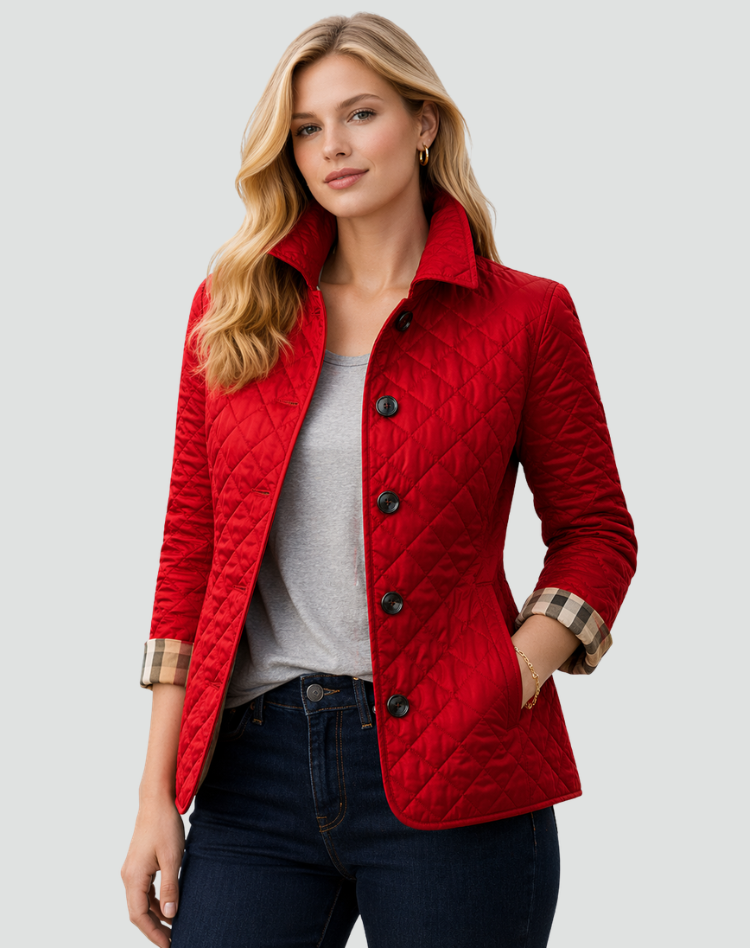 Flavia | Quilted Women's Jacket with Collar and Front Buttons - Structured Mid-Season Style