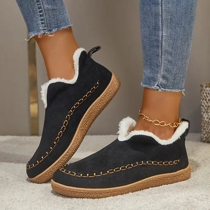 Lorella | Women's Lined Slip-On Ankle Boots with Moccasin-Style Stitching - Casual Comfort
