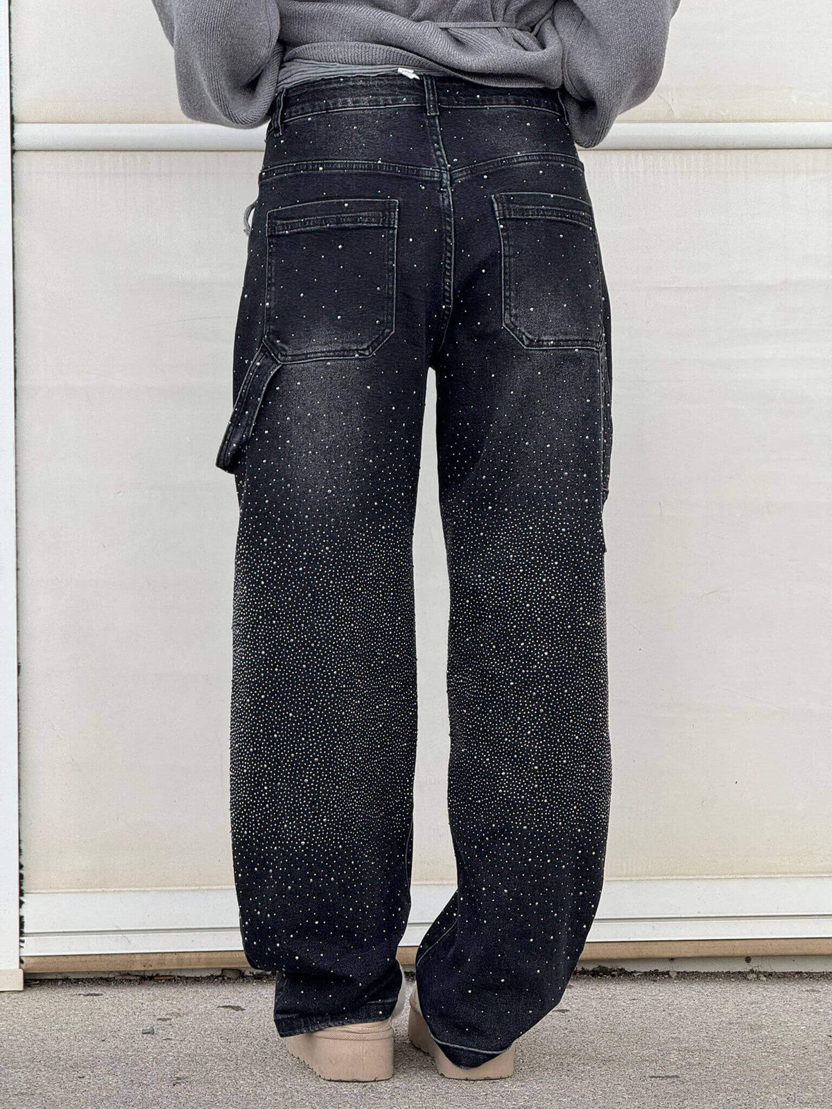 Renata | Women's Balloon Jeans with Jewel Details - Shimmering Carpenter Style