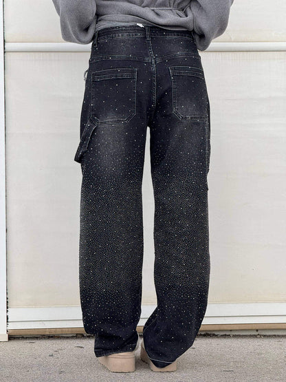 Renata | Women's Balloon Jeans with Jewel Details - Shimmering Carpenter Style