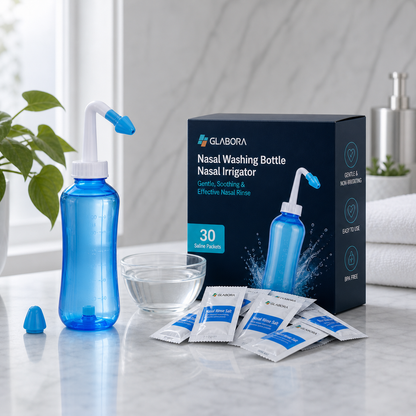 Irrigatore Nasale | Bottiglia per Lavaggio Naso Ergonomica da 300ml | Trattamento Sicuro per Sinusite e Rinite Allergica