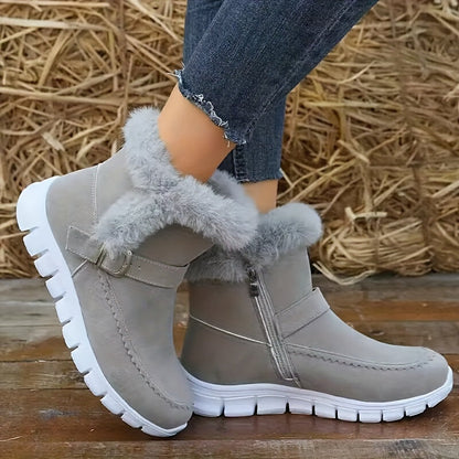 Vanessa | Damen-Winterstiefel zum Hineinschlüpfen mit weichem Besatz - Wärme für jeden Tag