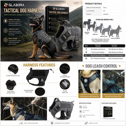 GLABORA KIT ADDESTRAMENTO CANI PROFESSIONALE 4-IN-1 | COLLARE ALPHA, REPELLENTE ULTRASUONI, PETTORINA TATTICA E MARSUPIO SNACK