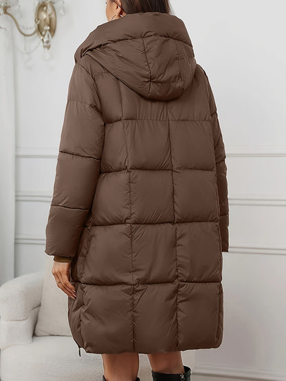 Viola | Women's Long Padded Coat with Hood - Elegance and Warmth