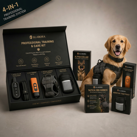 GLABORA PROFESSIONEEL HONDENTRAININGSPAKKET 4-IN-1 | ALPHA HALSBAND, ULTRASONE AFWEER, TACTISCHE HARNAS EN SNACKRIEM