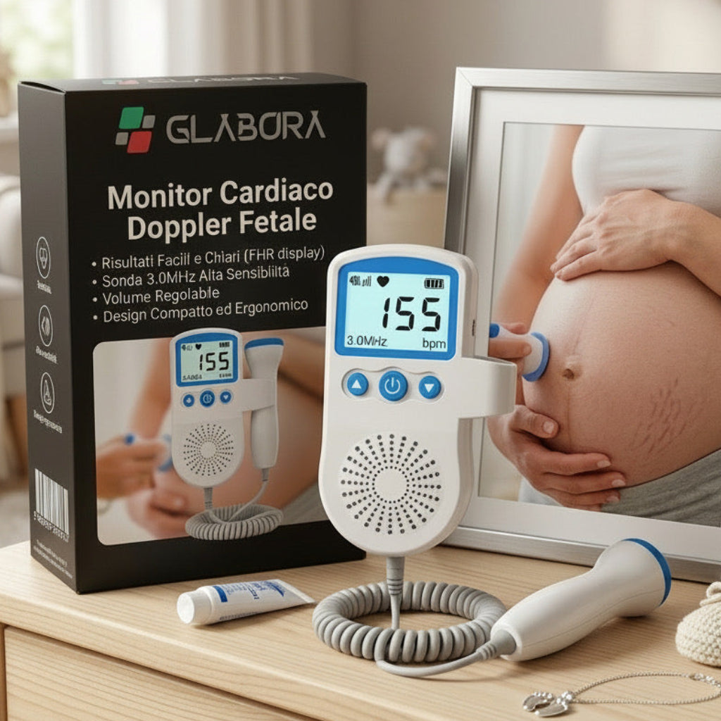 Monitor Cardiaco Doppler Fetale | Display LCD e Altoparlante Integrato | Facile Monitoraggio della Frequenza Cardiaca a Casa