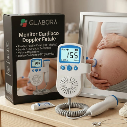 Monitor Cardiaco Doppler Fetale | Display LCD e Altoparlante Integrato | Facile Monitoraggio della Frequenza Cardiaca a Casa