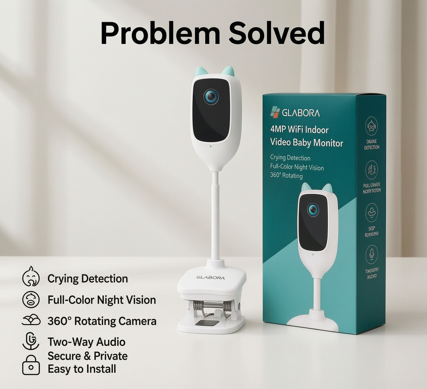 Monitor WiFi 4MP | Telecamera di Sicurezza con Visione Notturna e Rotazione 360° | Sorveglianza Completa per il Tuo Bambino