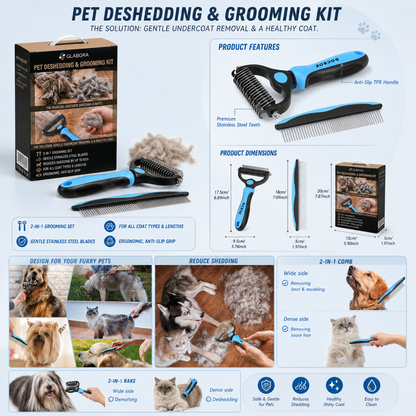 Glabora Kit Toelettatura Cani Professionale 4-in-1 | Tagliaunghie Elettrico, Spazzola Slanatore, Spazzola Bagno in Silicone e Asciugamano Microfibra