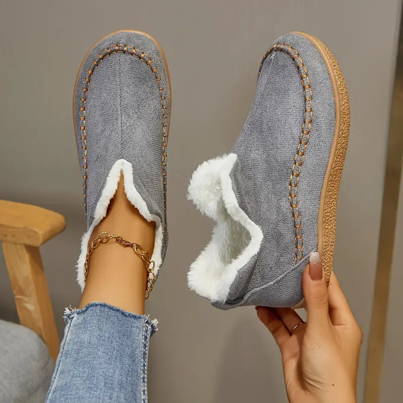 Lorella | Women's Lined Slip-On Ankle Boots with Moccasin-Style Stitching - Casual Comfort
