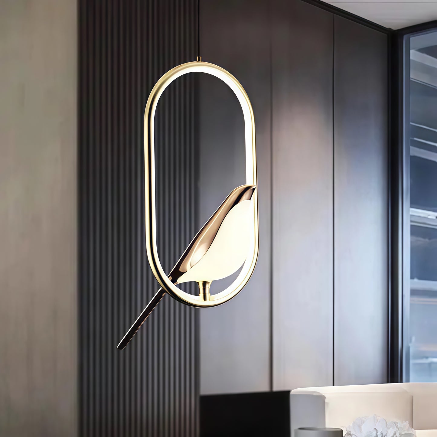 Decorative Suspension Lamp in Metal and Glass