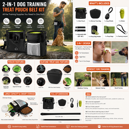 GLABORA KIT ADDESTRAMENTO CANI PROFESSIONALE 4-IN-1 | COLLARE ALPHA, REPELLENTE ULTRASUONI, PETTORINA TATTICA E MARSUPIO SNACK
