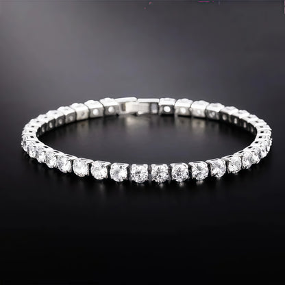 Unisex Tennis Bracelet Silver Elegant Style