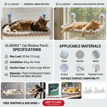 GLABORA KIT TERRITORIO VERTICALE E FINESTRA PER GATTI 4-IN-1 | MENSOLE DA PARETE, CORDA DA ARRAMPICATA, AMACA DA FINESTRA E MANGIATOIA PER UCCELLI