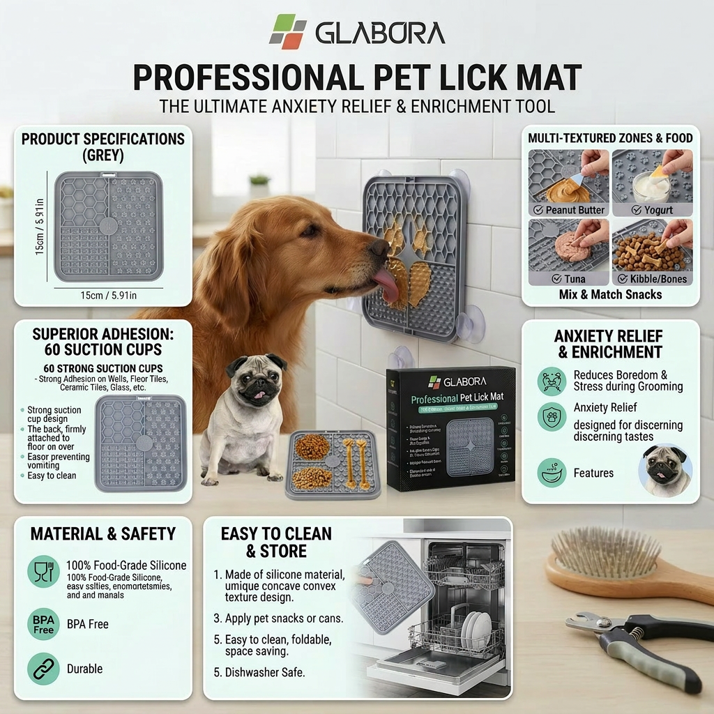 Glabora 4-in-1 Anti-Anxiety Dog Kit, Pressure Vest, Snuffle Mat, Lick Mat & Calming Spray, Stress Relief for Dogs