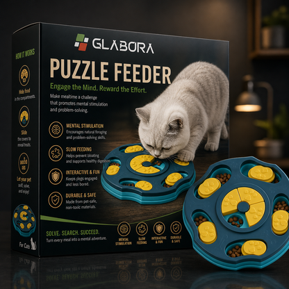 GLABORA KIT ARRICCHIMENTO GATTI 4-IN-1 | GIOCATTOLO AUTOMATICO, PUZZLE FEEDER, TIRAGRAFFI LETTO E TUNNEL MODULARE
