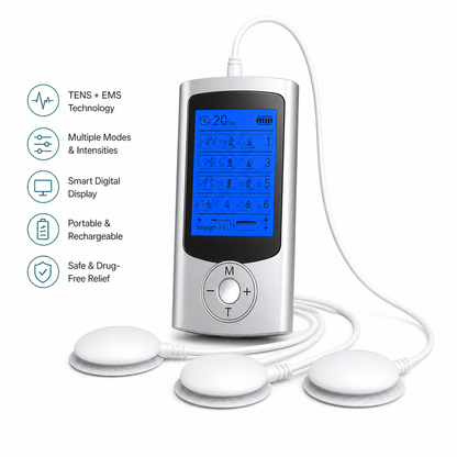 Stimolatore Elettrico | Massaggiatore Elettrico Portatile con 16 Modalità e Display LCD | Sollievo Efficace dal Dolore Muscolare