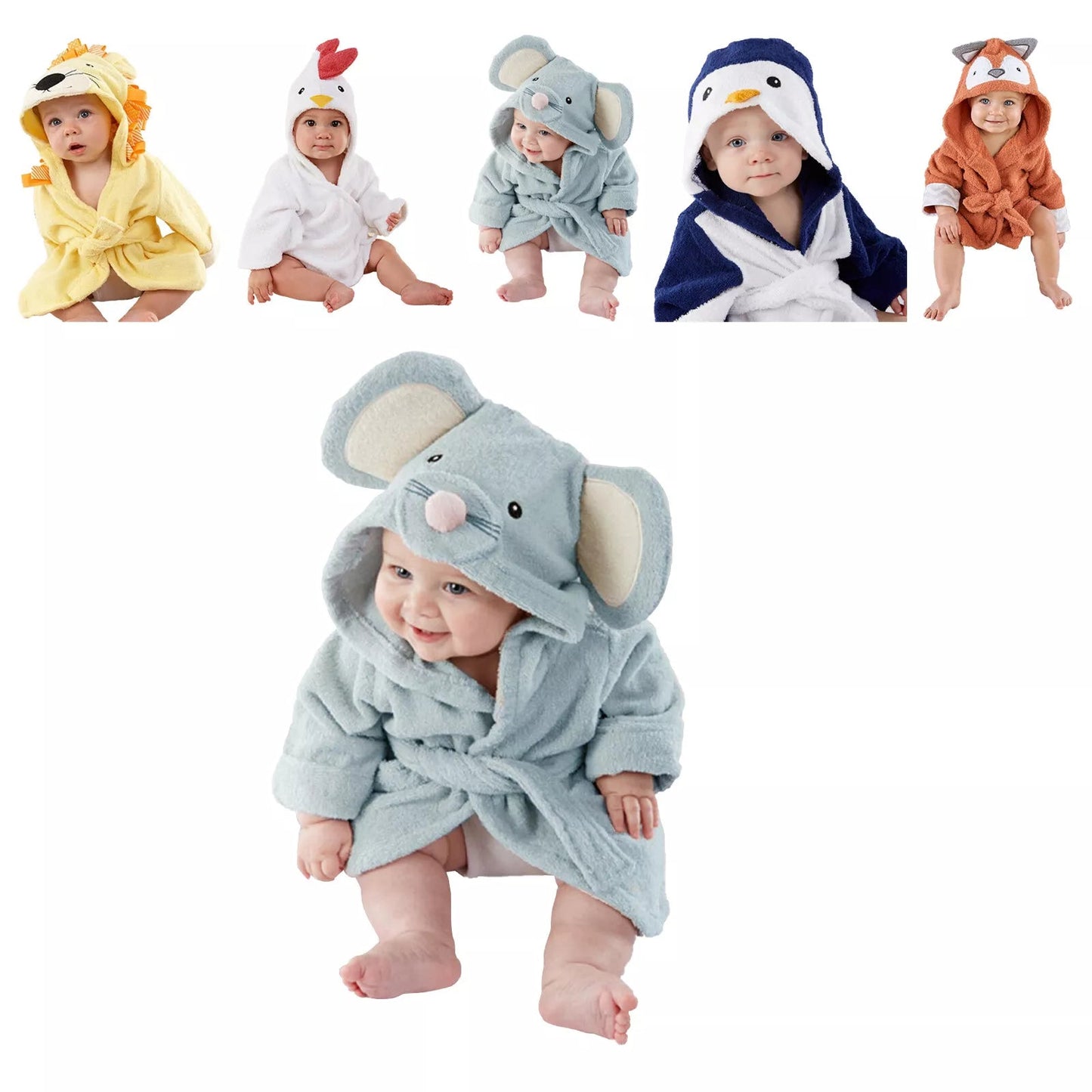 Accappatoio per Bambini in Cotone Morbido con Design di Animali | Comfort e Calore dopo il Bagno 1