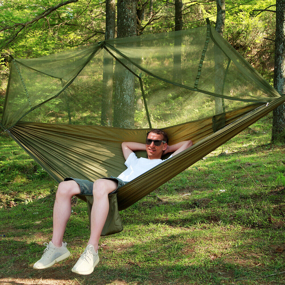 Double Camping Hammock | Waterproof Nylon with Canopy for Outdoor Comfort