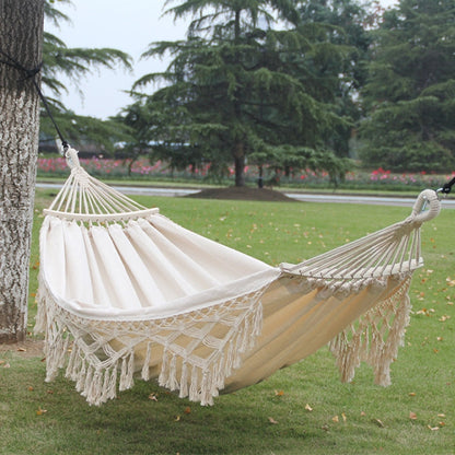 Double Camping Hammock in Cotton Canvas with Removable Pole | Elegant and Durable Design for Outdoor Relaxation