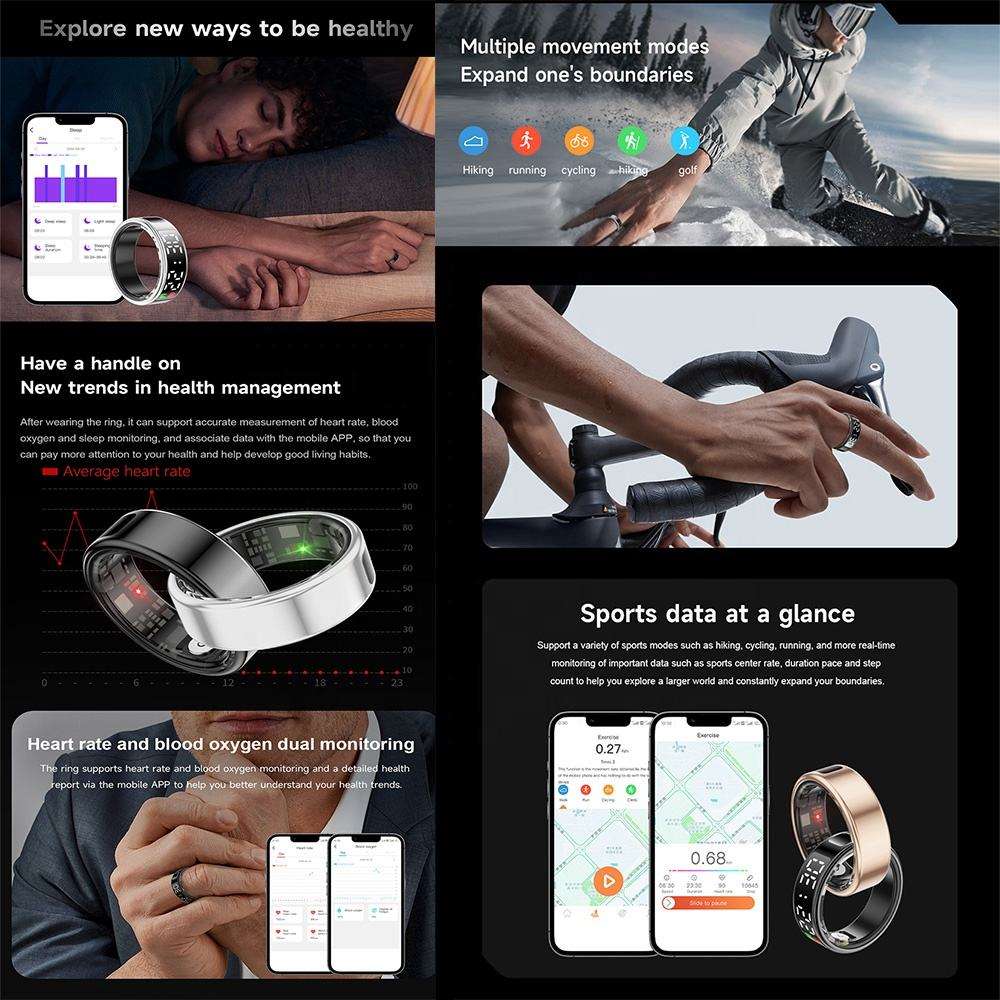 Anello Smart | Tracker Fitness Elegante in Acciaio Inossidabile con Display Integrato | Impermeabile IP68 per Attività Quotidiane 5