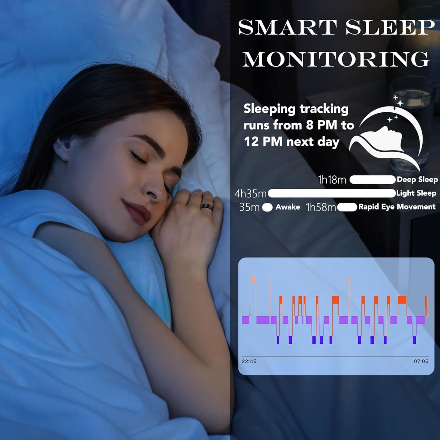 Anello Smart | Tracker Intelligente per Fitness con Monitoraggio del Sonno | Design Elegante per Benessere Quotidiano 2