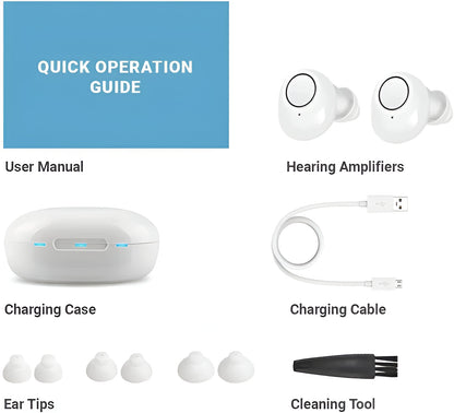 Rechargeable Bluetooth Hearing Aids with App Control | Clear Audio for Calls and Music