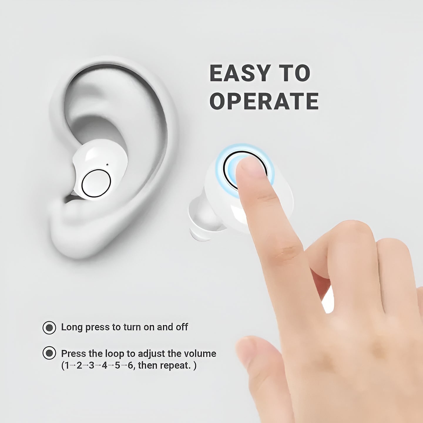 Rechargeable Bluetooth Hearing Aids with App Control | Clear Audio for Calls and Music