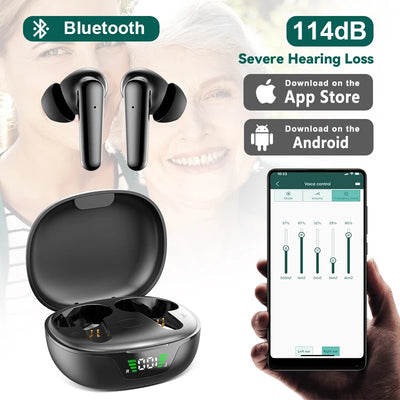 Apparecchi Acustici Ricaricabili | Amplificatore Audio Digitale con Bluetooth | Controllo App per Udito Chiaro e Personalizzato