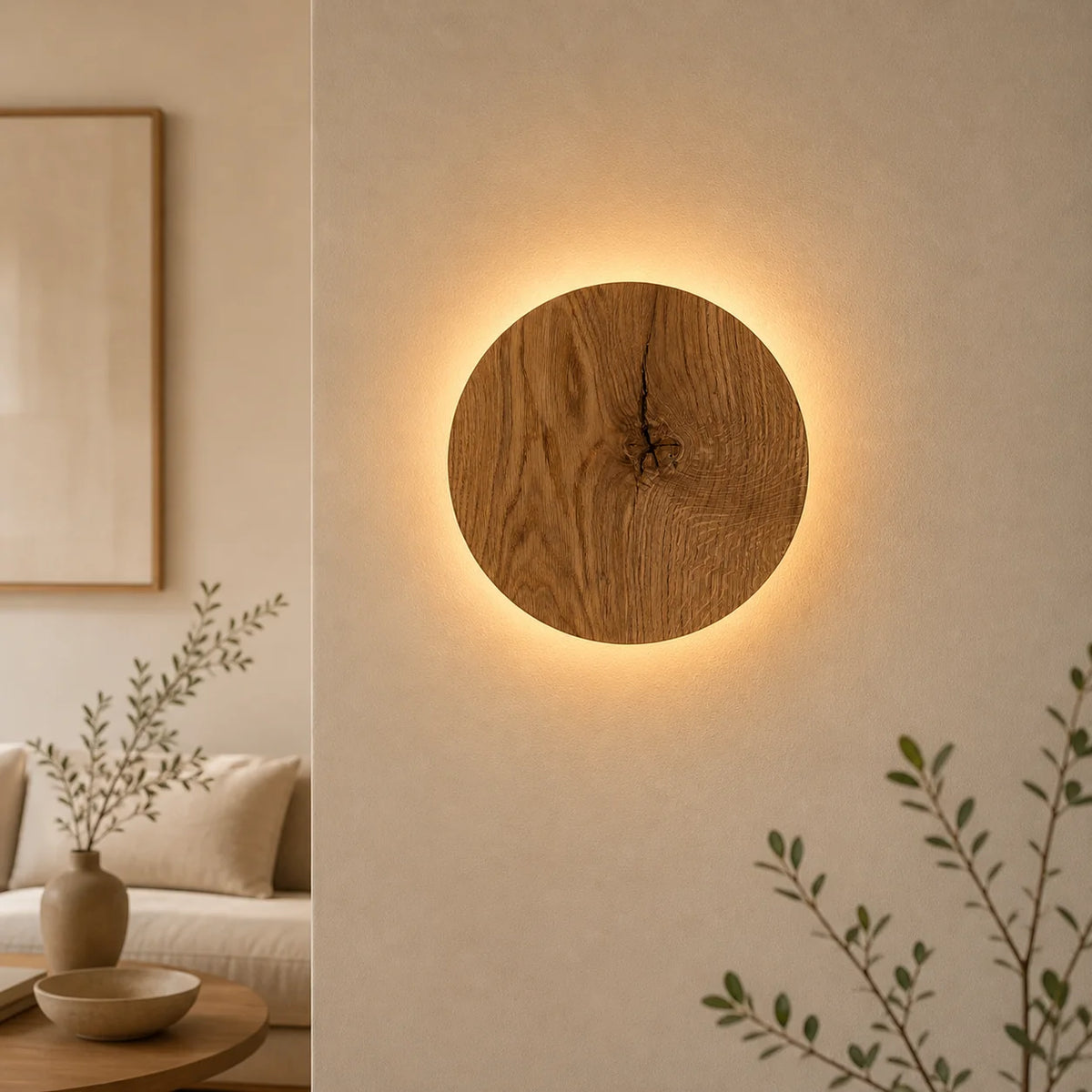 Applique Da Parete LED Rotonda con Effetto Legno - Illumina il Tuo Spazio con Atmosfera Calda 1