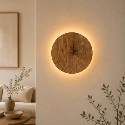 Applique Da Parete LED Rotonda con Effetto Legno - Illumina il Tuo Spazio con Atmosfera Calda 1
