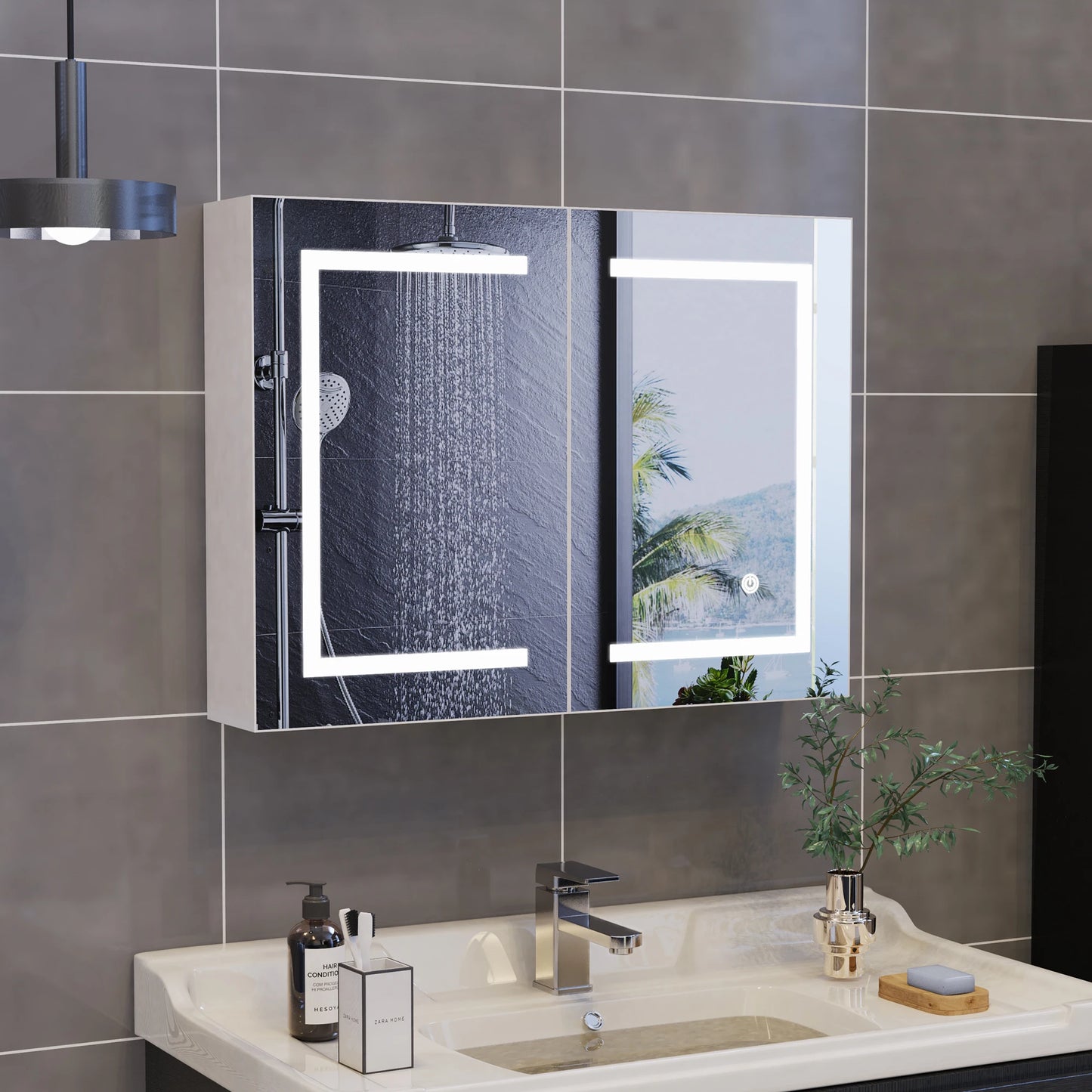 Armadietto Bagno con Specchio LED e Funzione di Memorizzazione - Design Elegante per Spazi Compatti 1