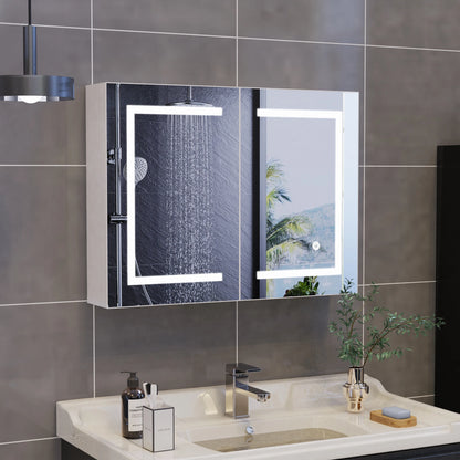 Armadietto Bagno con Specchio LED e Funzione di Memorizzazione - Design Elegante per Spazi Compatti 1