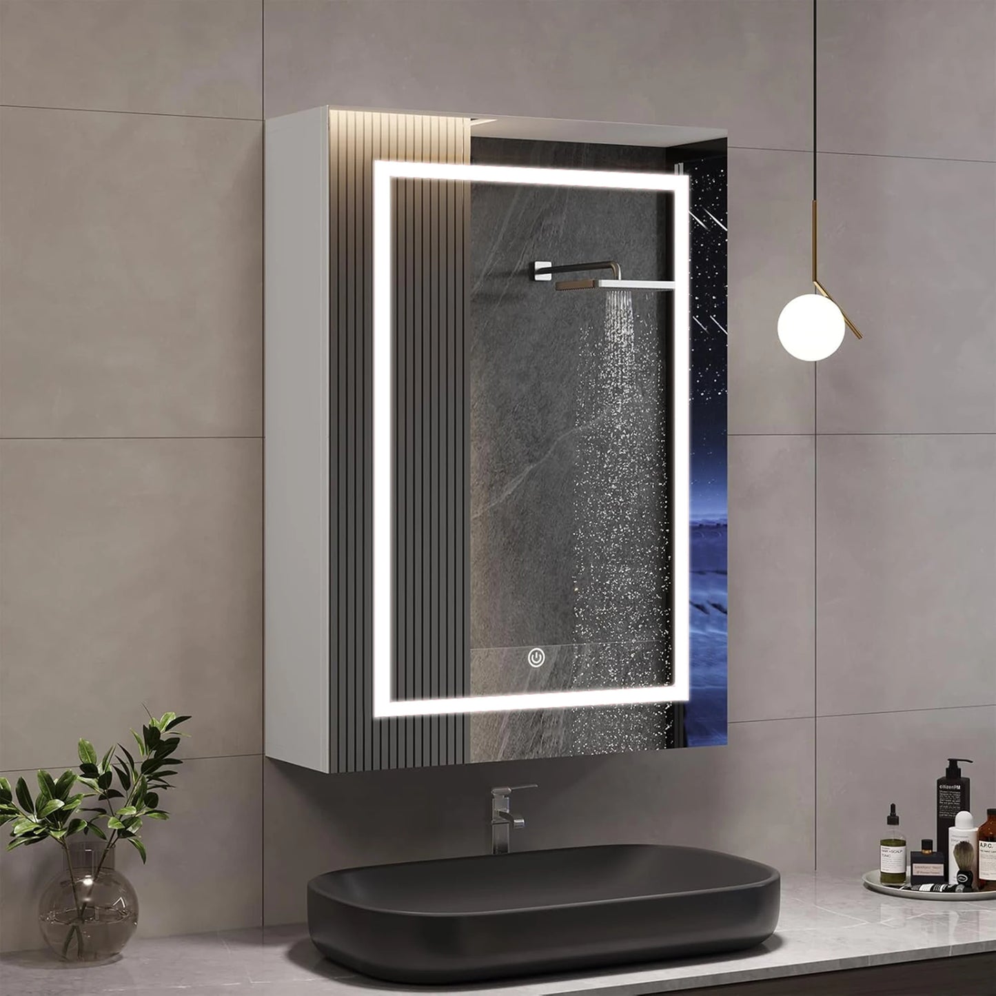 Armadietto Bagno con Specchio LED e Funzione di Memorizzazione - Design Elegante per Spazi Compatti 4