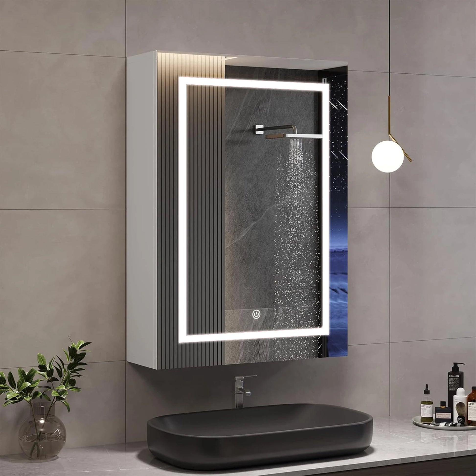 Armadietto Bagno con Specchio LED e Funzione di Memorizzazione - Design Elegante per Spazi Compatti 4