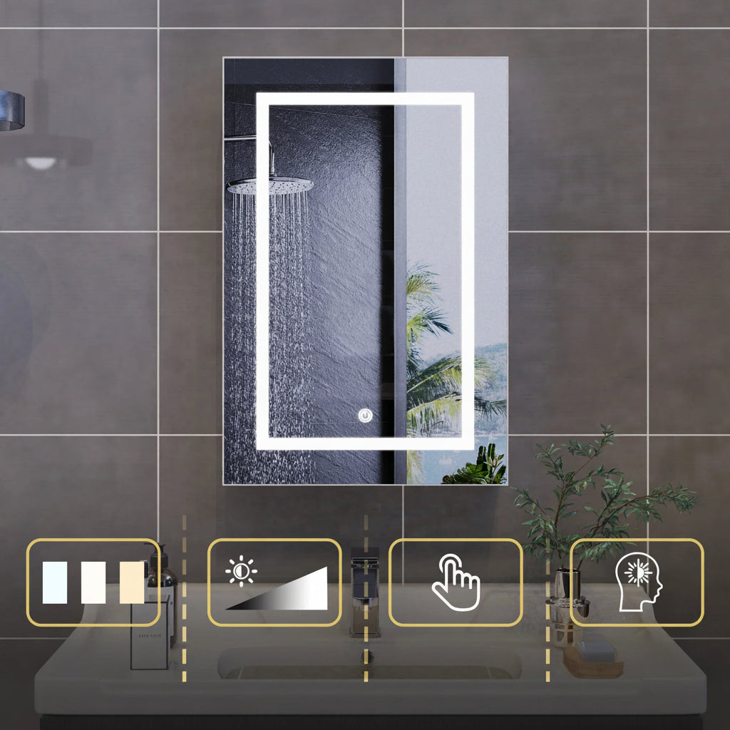 Armadietto Bagno con Specchio LED e Funzione di Memorizzazione - Design Elegante per Spazi Compatti 5