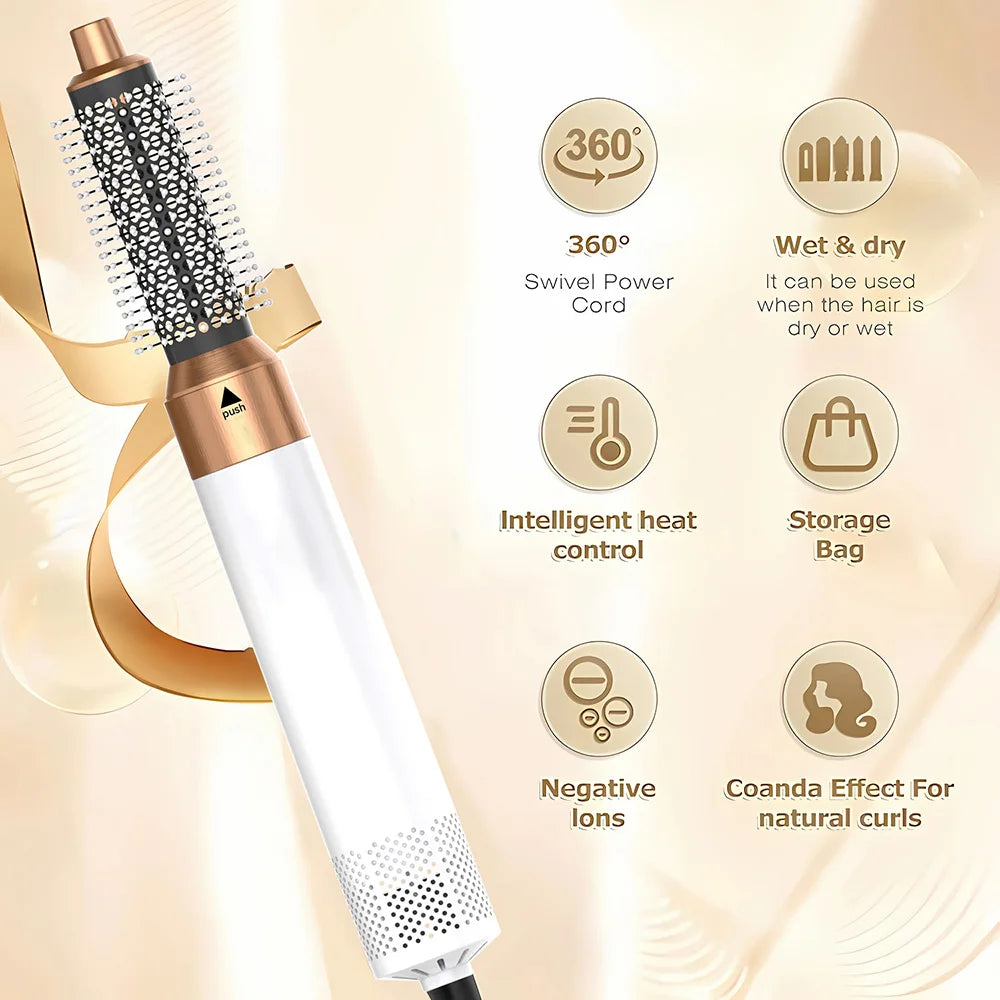 Asciugacapelli Elettrico 5-in-1 con Aria Calda e Funzione Arricciacapelli | Strumento Multifunzionale per Styling Professionale 2
