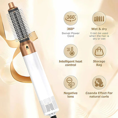 Asciugacapelli Elettrico 5-in-1 con Aria Calda e Funzione Arricciacapelli | Strumento Multifunzionale per Styling Professionale 2
