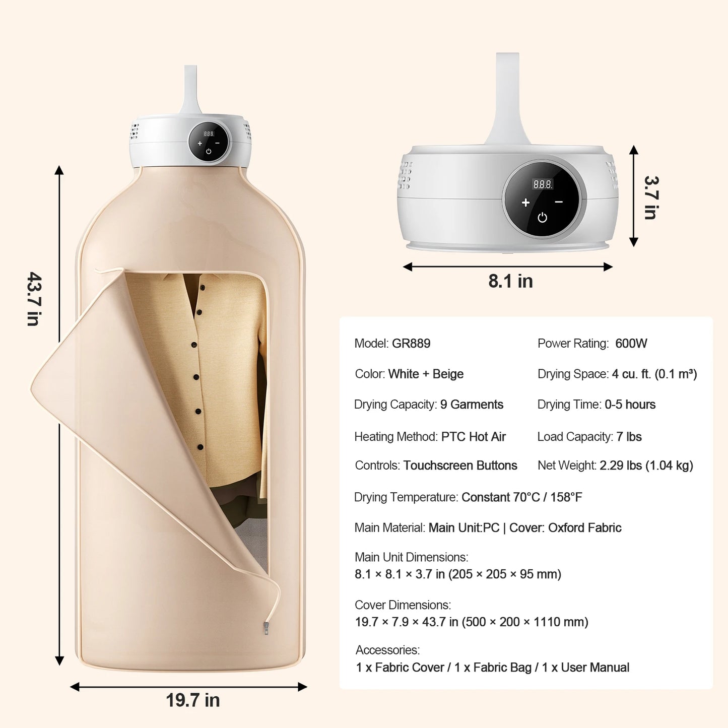 Portable Foldable Dryer with Timer and Efficient Heating | Ideal Drying for Apartments and Travel