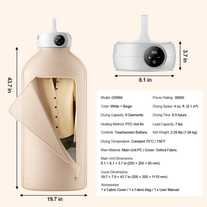 Portable Foldable Dryer with Timer and Efficient Heating | Ideal Drying for Apartments and Travel