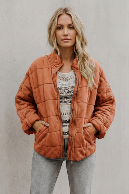 Gaia | Oversized Quilted Women's Jacket with High Collar and Slanted Pockets - Everyday Comfort