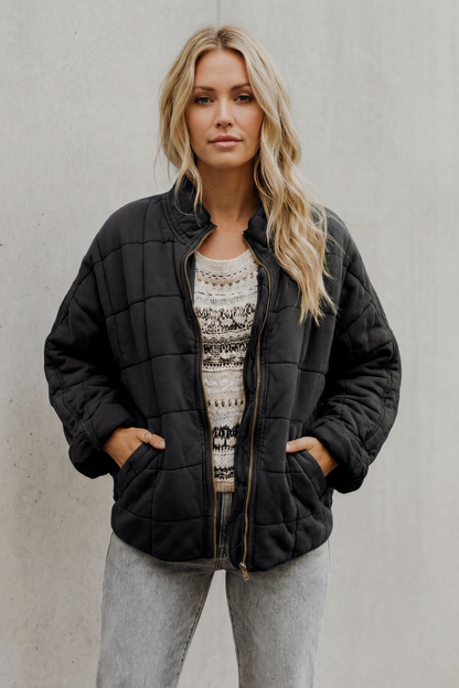 Gaia | Oversized Quilted Women's Jacket with High Collar and Slanted Pockets - Everyday Comfort