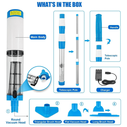 3-in-1 Rechargeable Pool Vacuum Cleaner with Long-lasting Battery | Efficient Cleaning for Perfect Pools
