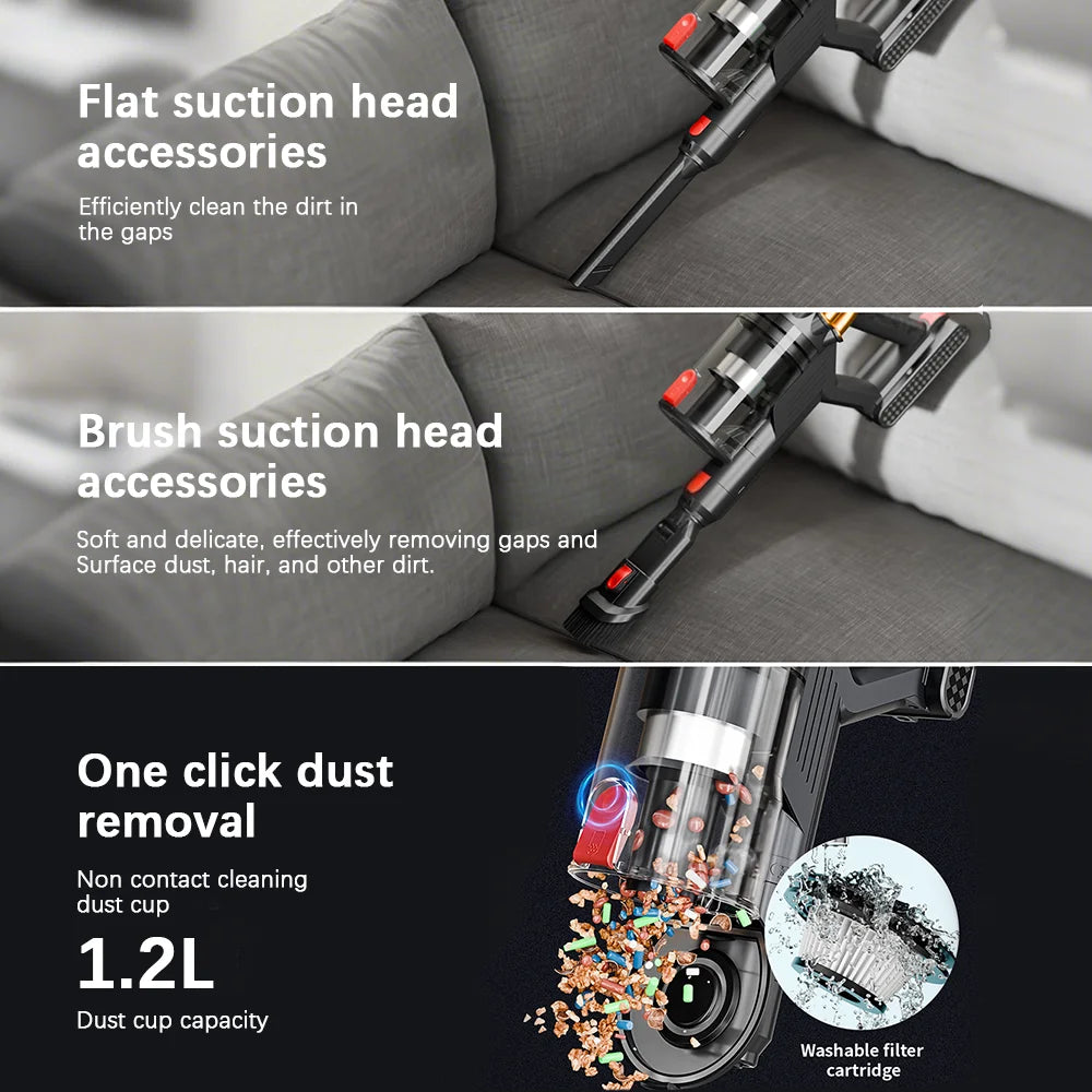 Cordless Vacuum Cleaner | Powerful 55kPa Suction and Ergonomic Design | Ideal for Efficient and Effortless Cleaning