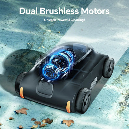 Robotic Pool Vacuum with Dual Brushless Motors | Efficient Cleaning up to 200 m² for Above Ground and In-ground Pools