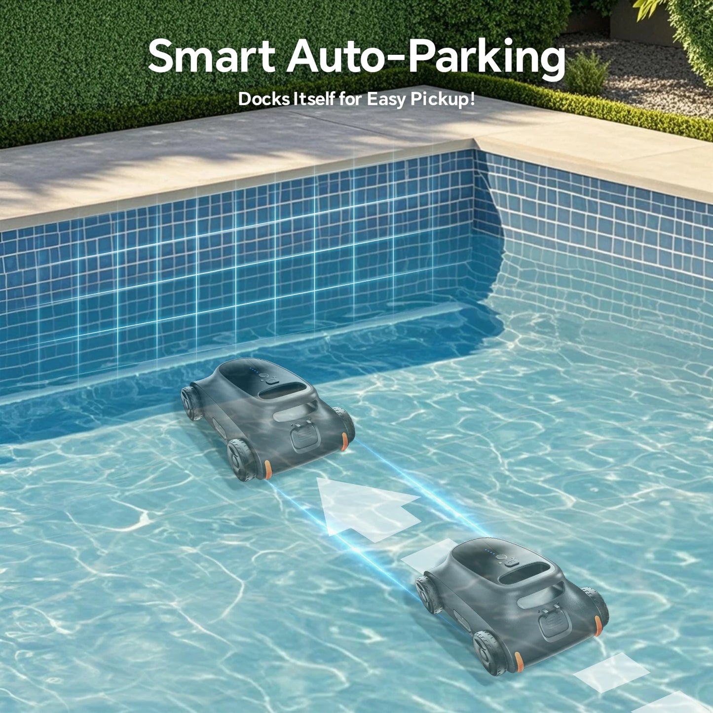 Robotic Pool Vacuum with Dual Brushless Motors | Efficient Cleaning up to 200 m² for Above Ground and In-ground Pools