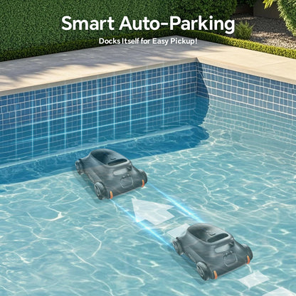 Robotic Pool Vacuum with Dual Brushless Motors | Efficient Cleaning up to 200 m² for Above Ground and In-ground Pools