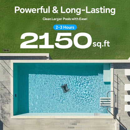 Robotic Pool Vacuum with Dual Brushless Motors | Efficient Cleaning up to 200 m² for Above Ground and In-ground Pools